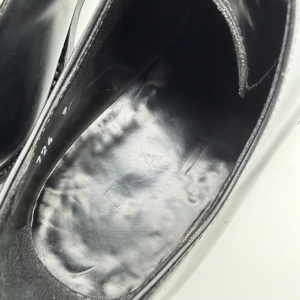 PRADA | Men’s Black Leather Derby Dress Shoes Square Toe Made in Italy 9